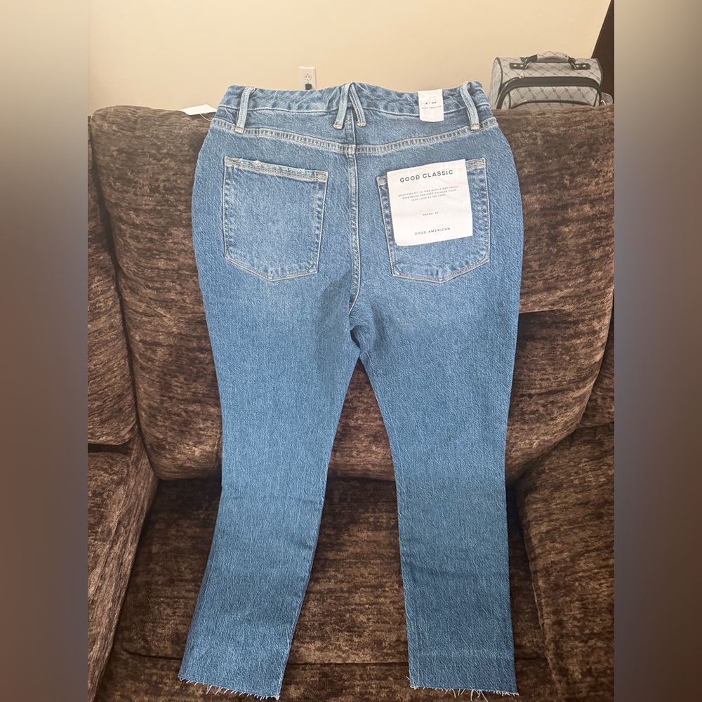 Good American Women's Straight Leg Blue Jeans